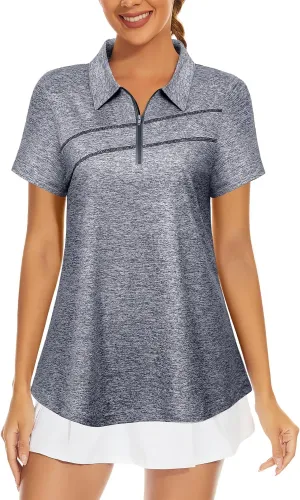 MISS FORTUNE Womens Golf Polo Shirts Quick Dry Athletic Workout Ruuning Yoga Tops