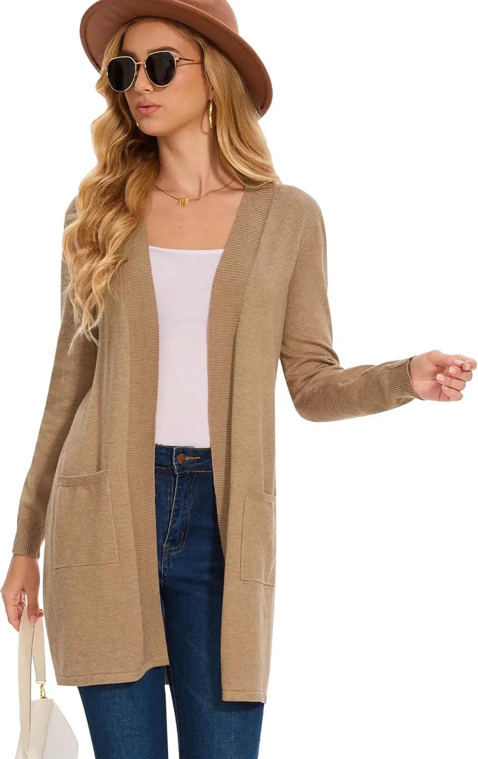 Moss Rose Women's Classic Sweaters Cardigan Long Sleeve Knit Coat Outwear with Pocket Available in Plus Size