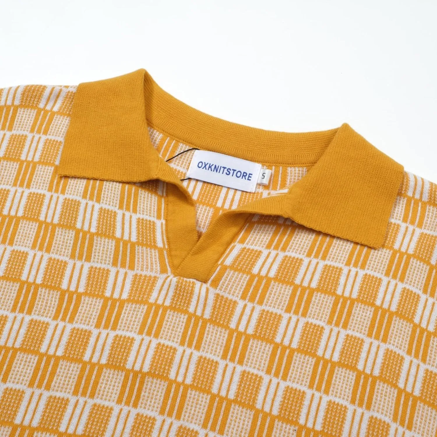 OXKNIT Men's Vintage Polo Shirts Lightweight Retro 70s Knit Golf Shirts, Short-Sleeve, Soft, Comfortable