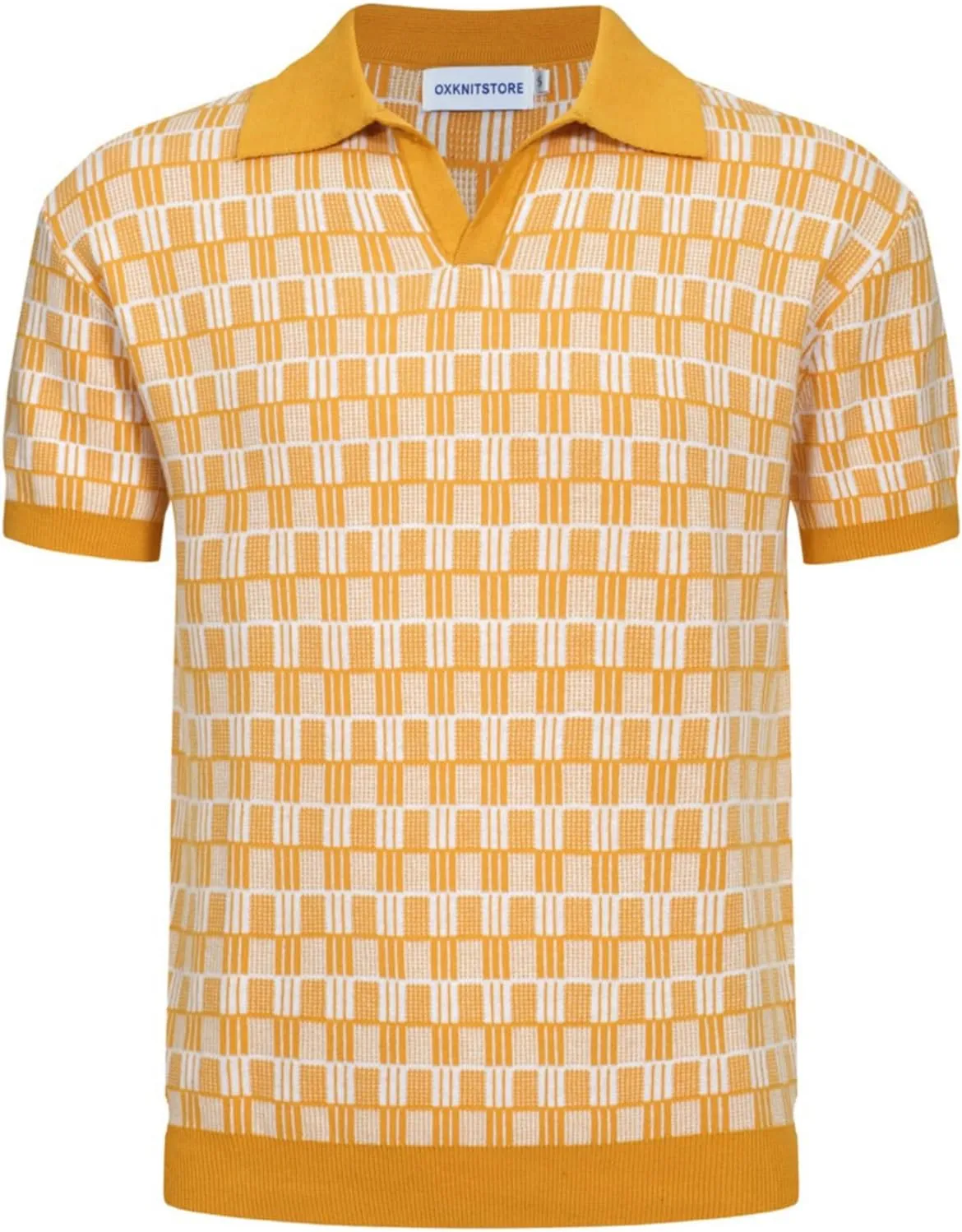 OXKNIT Men's Vintage Polo Shirts Lightweight Retro 70s Knit Golf Shirts, Short-Sleeve, Soft, Comfortable