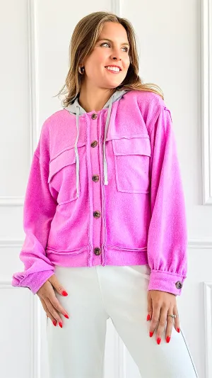 Relaxed Utility Knit Jacket - Bright Mauve