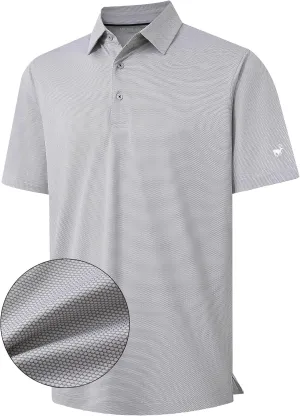Rouen Mens Polo Shirts Short Sleeve Soft Lightweight Performance Dry Fit Jacquard Casual Collared Golf Polo Shirts for Men