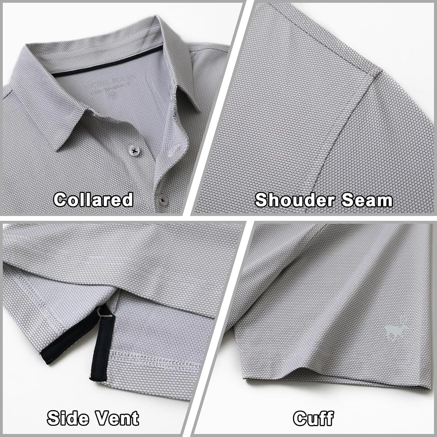 Rouen Mens Polo Shirts Short Sleeve Soft Lightweight Performance Dry Fit Jacquard Casual Collared Golf Polo Shirts for Men