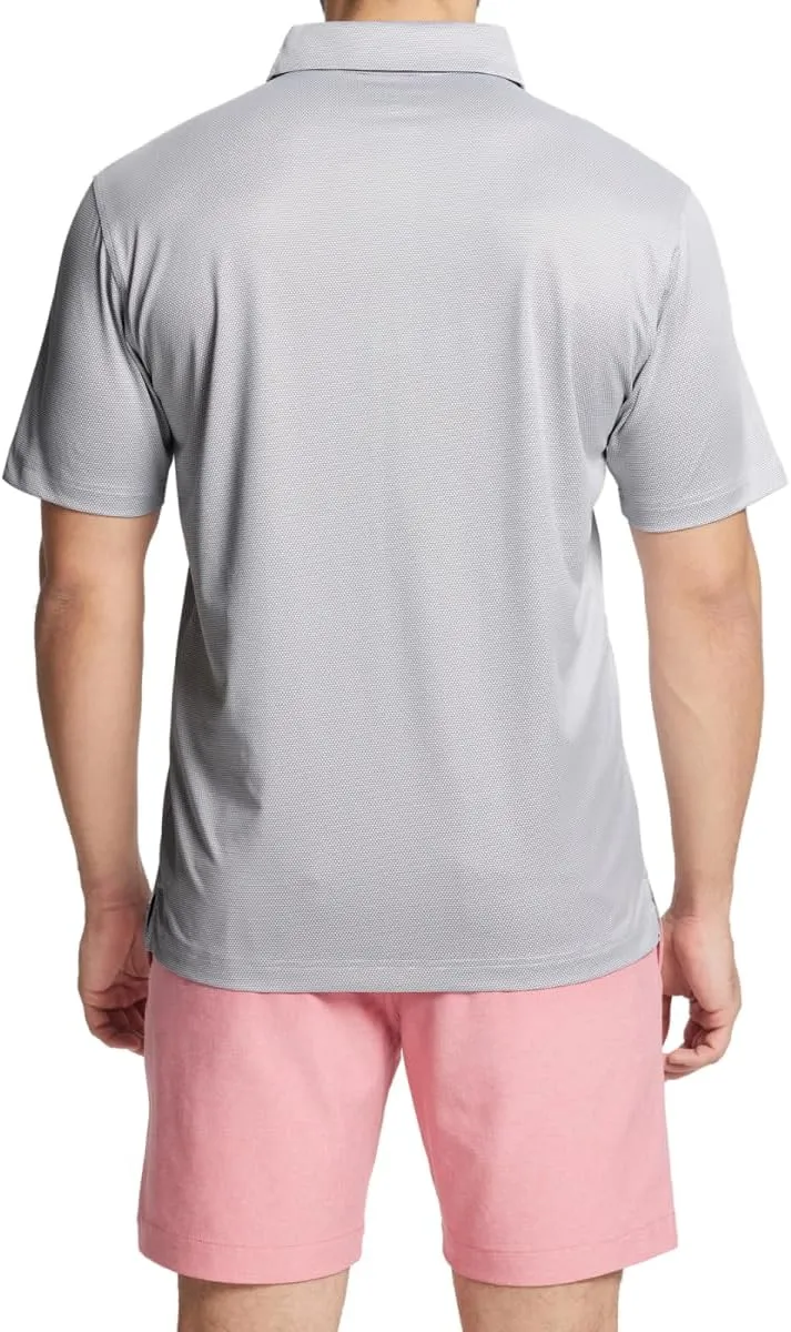 Rouen Mens Polo Shirts Short Sleeve Soft Lightweight Performance Dry Fit Jacquard Casual Collared Golf Polo Shirts for Men