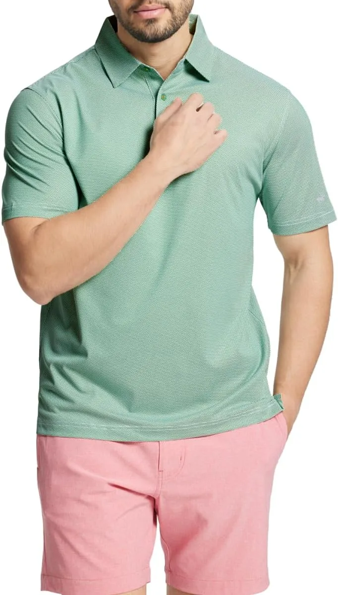Rouen Mens Polo Shirts Short Sleeve Soft Lightweight Performance Dry Fit Jacquard Casual Collared Golf Polo Shirts for Men