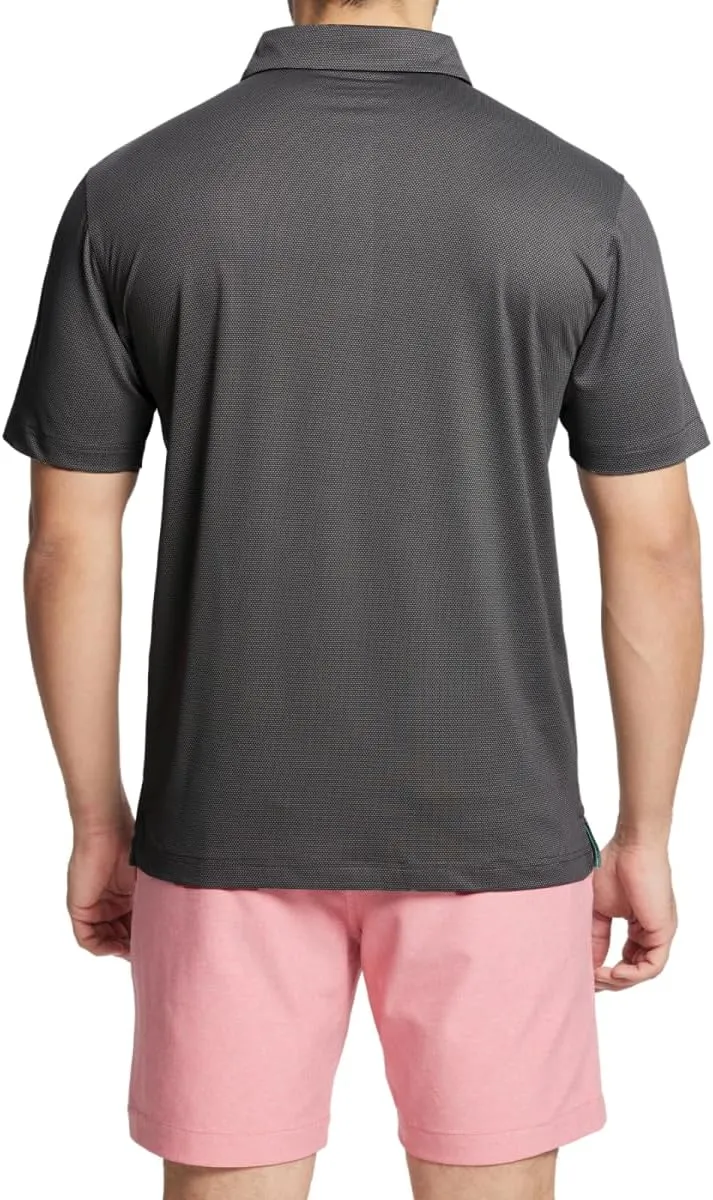 Rouen Mens Polo Shirts Short Sleeve Soft Lightweight Performance Dry Fit Jacquard Casual Collared Golf Polo Shirts for Men