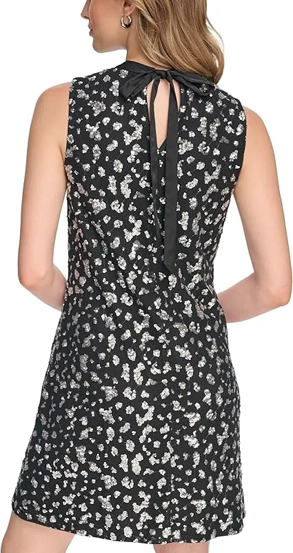 Sequin Mesh Dress Black/ Silver - Kensie