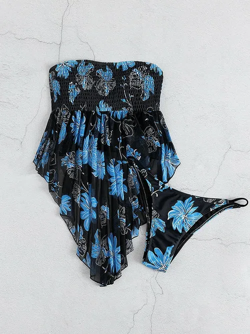 Sexy Floral Print Swimming Skirt Two Piece