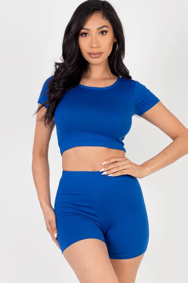Short Sleeve Crop Top & Shorts Set (CAPELLA)