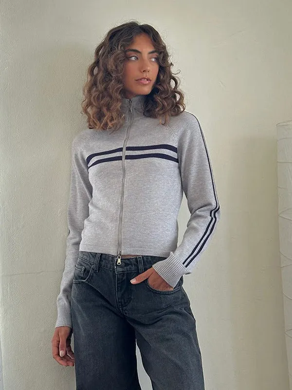 Slim Fit Short Zipper Knitted Hoodie