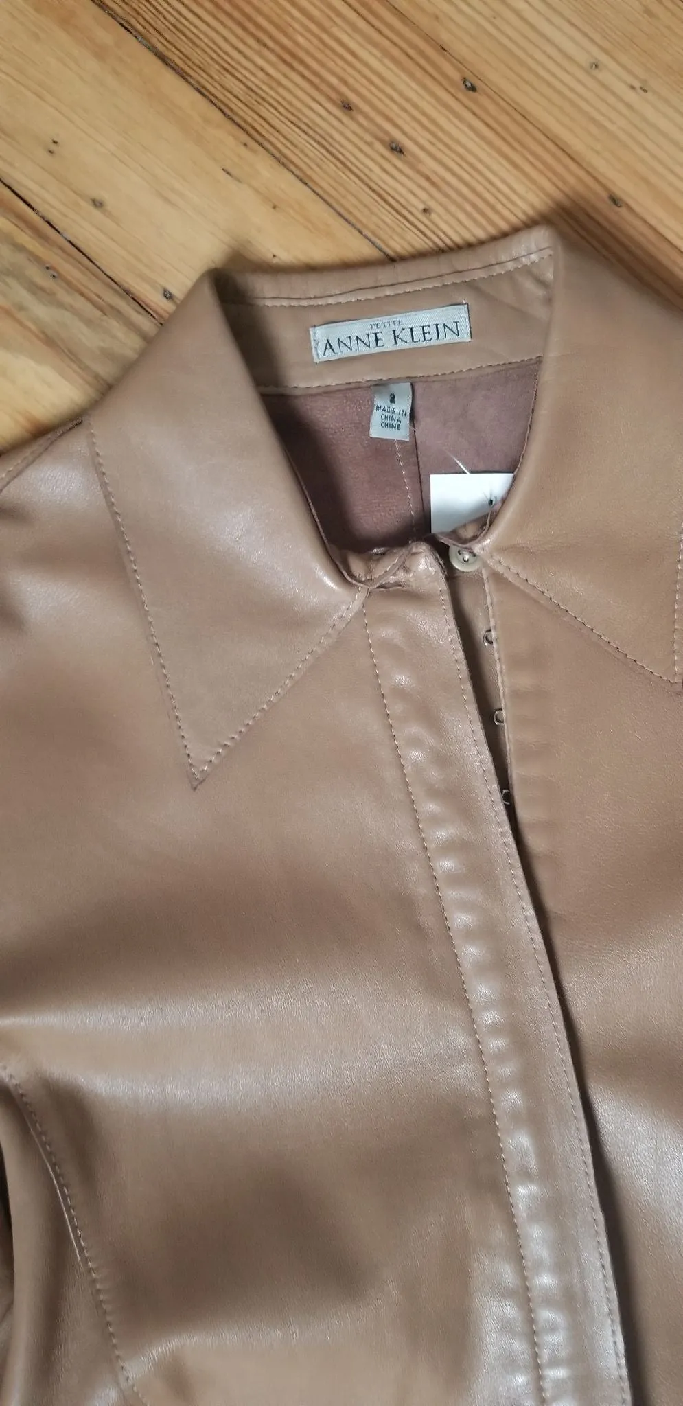 Soft Anne Klein tan leather shirt