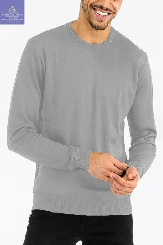 SOLID COLOR ROUND NECK SWEATER