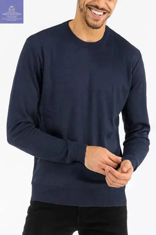 SOLID COLOR ROUND NECK SWEATER