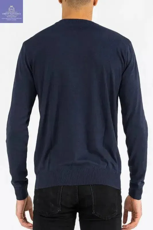 SOLID COLOR ROUND NECK SWEATER