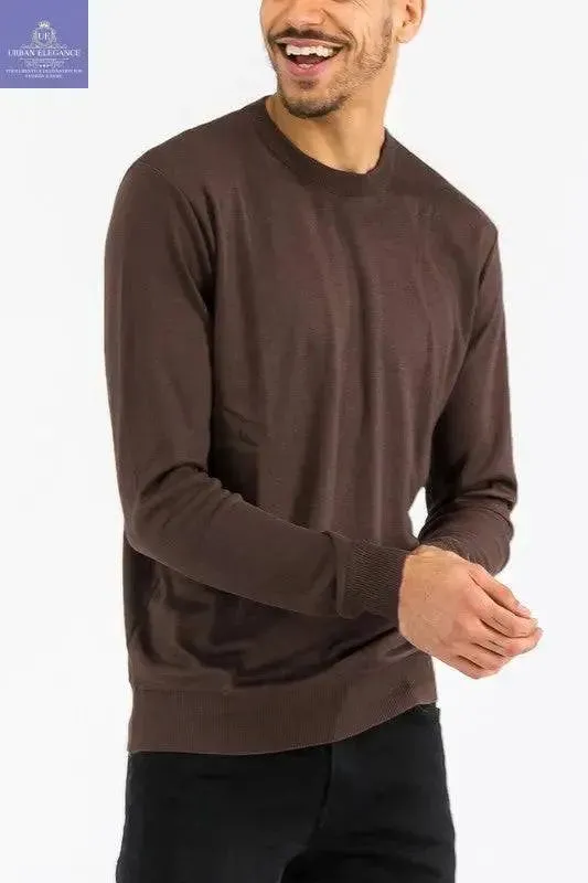 SOLID COLOR ROUND NECK SWEATER