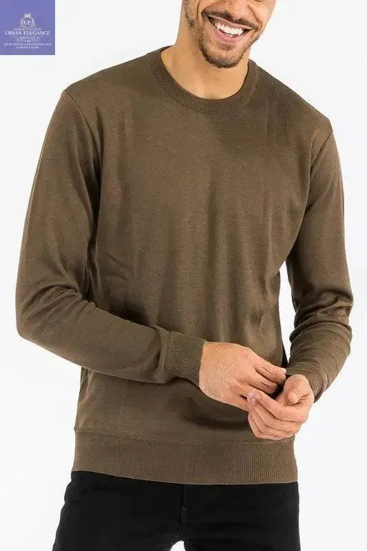 SOLID COLOR ROUND NECK SWEATER