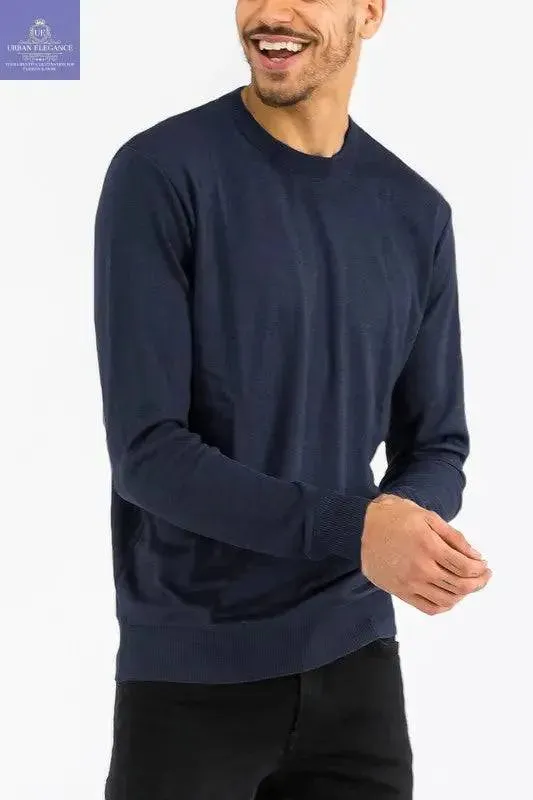 SOLID COLOR ROUND NECK SWEATER