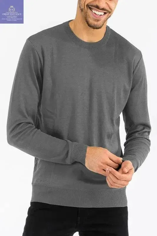 SOLID COLOR ROUND NECK SWEATER