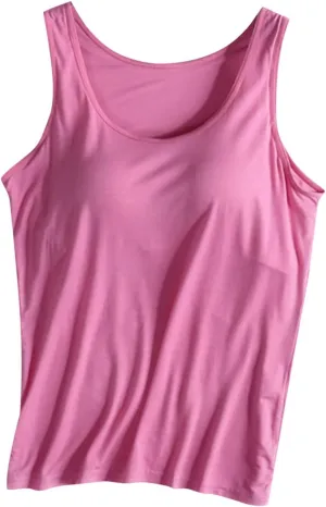 Summer Pajamas for Women's with Built in Bras Modal Solid Basic Soft Camisole Sexy Lounge Tops Yoga Athletic Tops