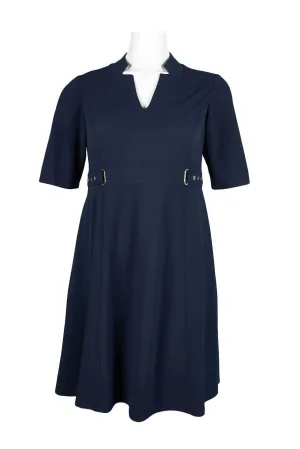 Tahari ASL Elegant Flutter Dress with Chic Cutout and Back Zipper