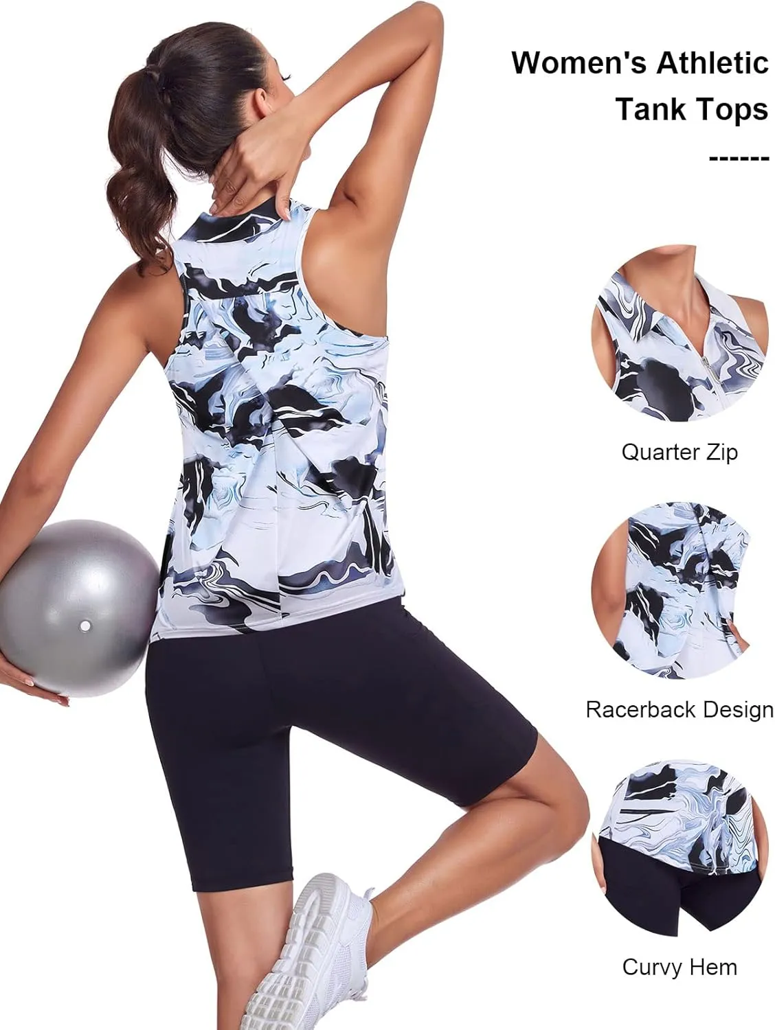 Tanst Sky Women's Racerback Tank Tops Quick Dry Sleeveless Workout Yoga Running Athletic Shirts