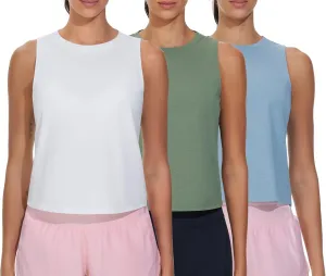 THE GYM PEOPLE Women's Workout Tank Tops 3 Pack Quick Dry Athletic Running Sleeveless Shirts