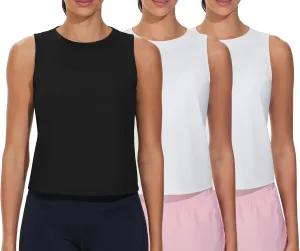 THE GYM PEOPLE Women's Workout Tank Tops 3 Pack Quick Dry Athletic Running Sleeveless Shirts
