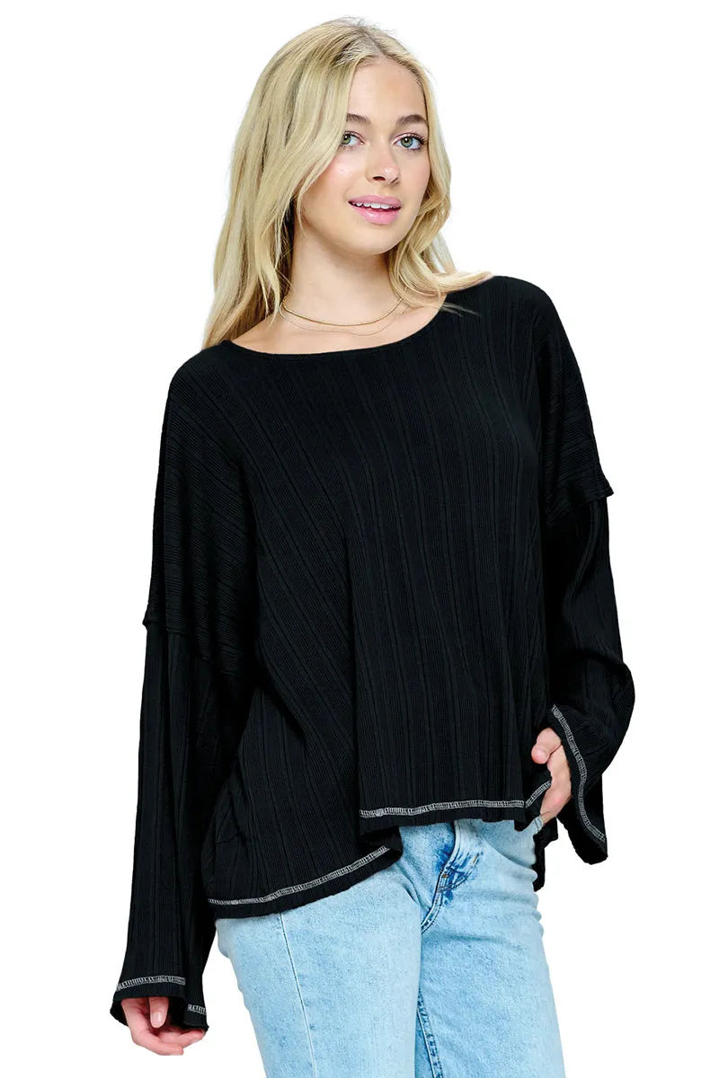 Top Ribbed Raw Edge Stich