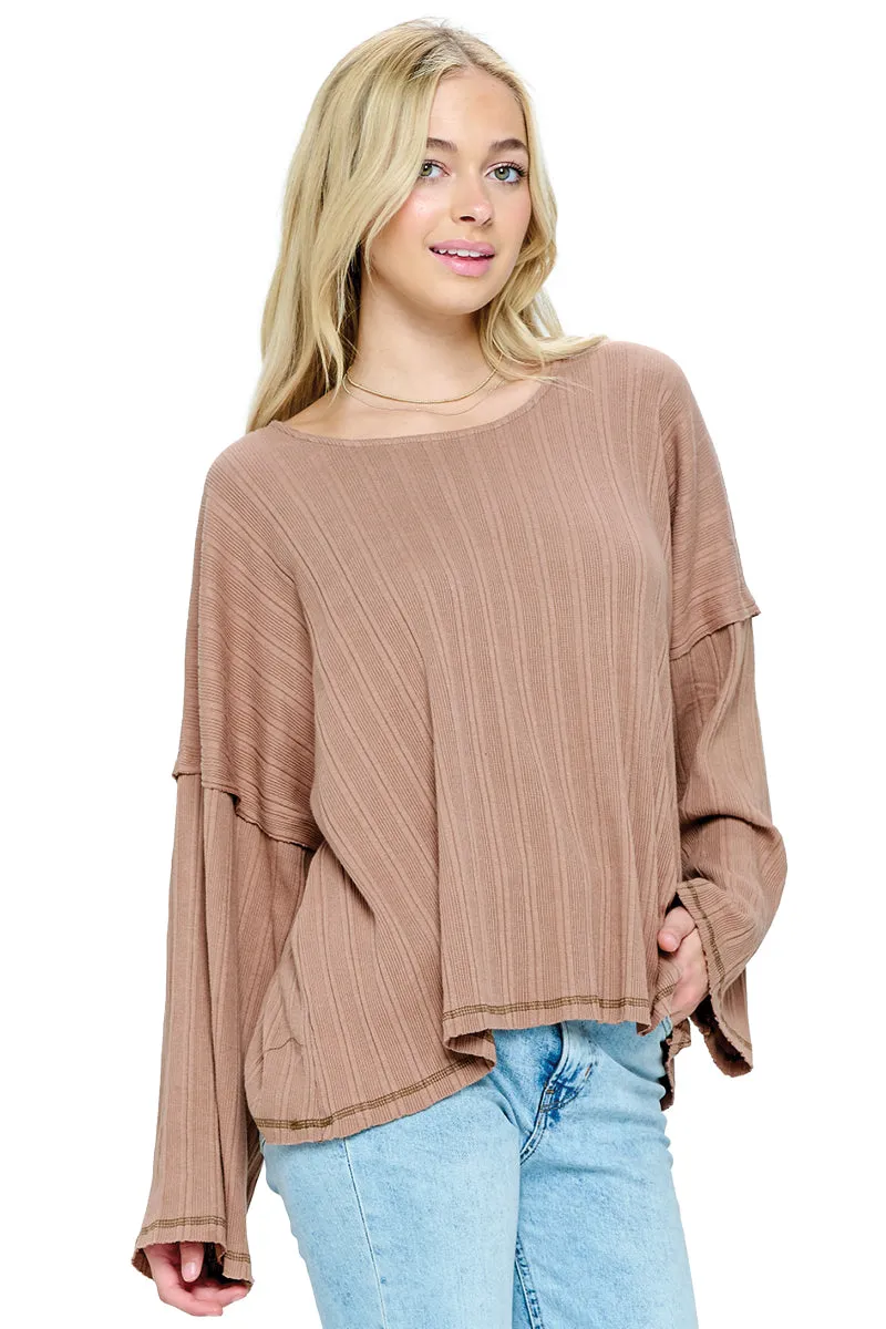 Top Ribbed Raw Edge Stich