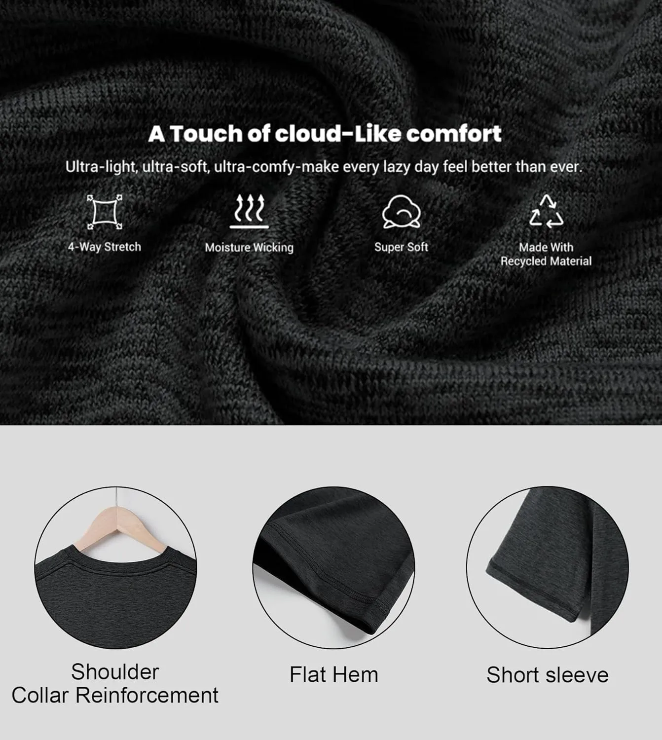Velou Men's T-Shirts Ultra Soft Premium Short Sleeve Workout Shirts for Men Casual Crew Neck Summer Basic Gym Athletic Shirts