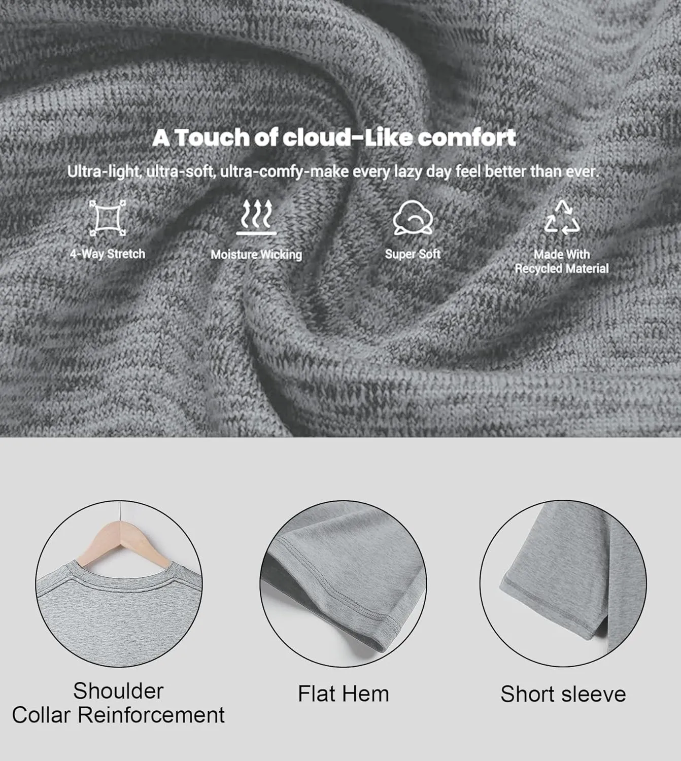Velou Men's T-Shirts Ultra Soft Premium Short Sleeve Workout Shirts for Men Casual Crew Neck Summer Basic Gym Athletic Shirts