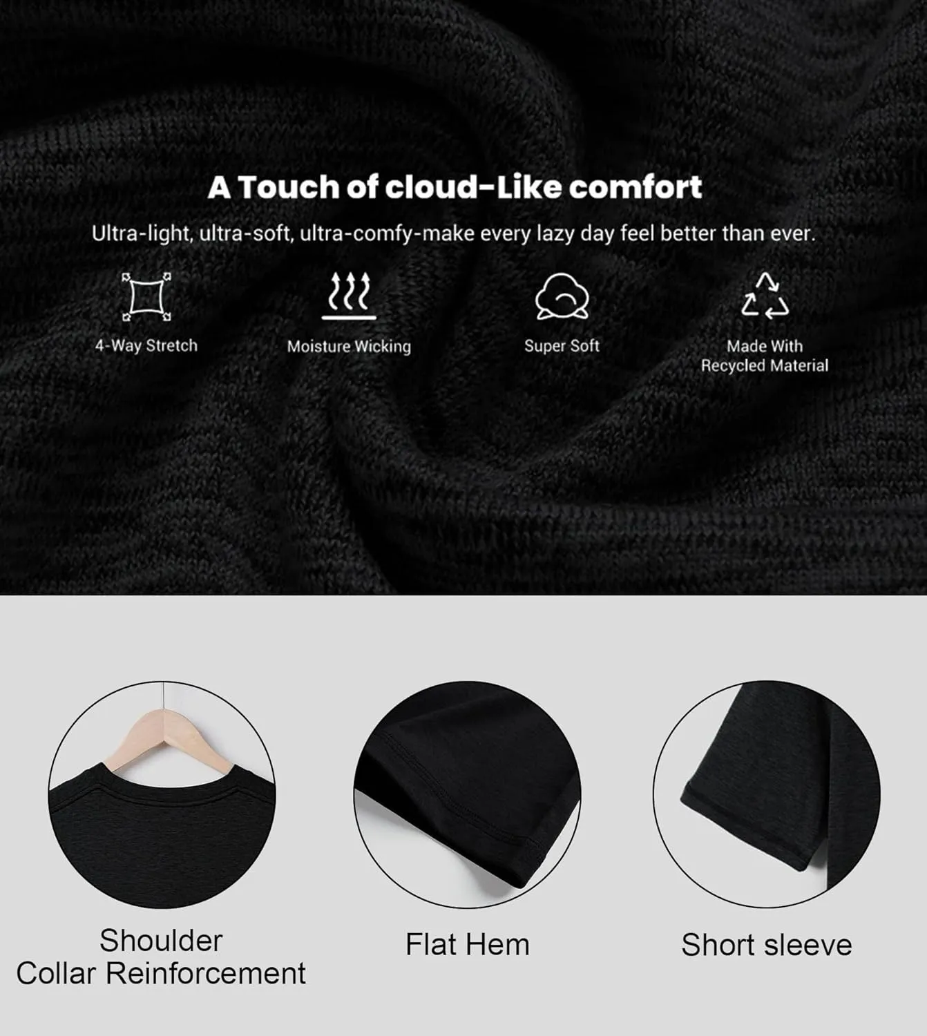 Velou Men's T-Shirts Ultra Soft Premium Short Sleeve Workout Shirts for Men Casual Crew Neck Summer Basic Gym Athletic Shirts
