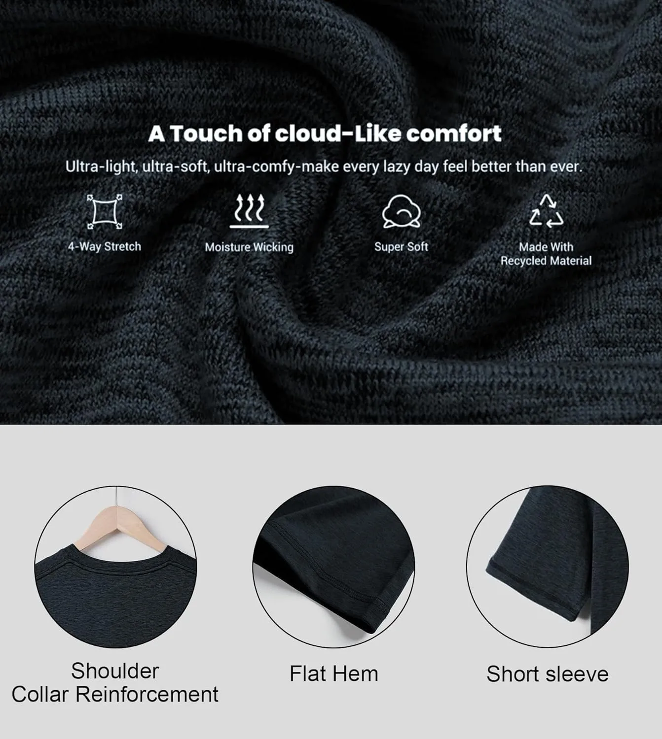 Velou Men's T-Shirts Ultra Soft Premium Short Sleeve Workout Shirts for Men Casual Crew Neck Summer Basic Gym Athletic Shirts