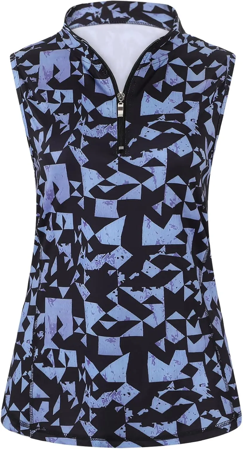 Viracy Women's Zip Up Golf Workout Tank Tops Sleeveless Quick Dry Athletic Polo Shirts