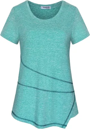 Vldnery Women's Running Workout Tops Moisture Wicking Athletic Quick Dry Loose Fit Yoga Top