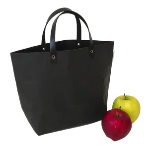Washable Kraft Paper Tote Lunch Bag, Black, Small size, Eco-Friendly Minimal design