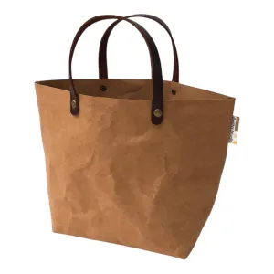 Washable Kraft Paper Tote Lunch Bag, Brown, Small size, Eco-Friendly Minimal design