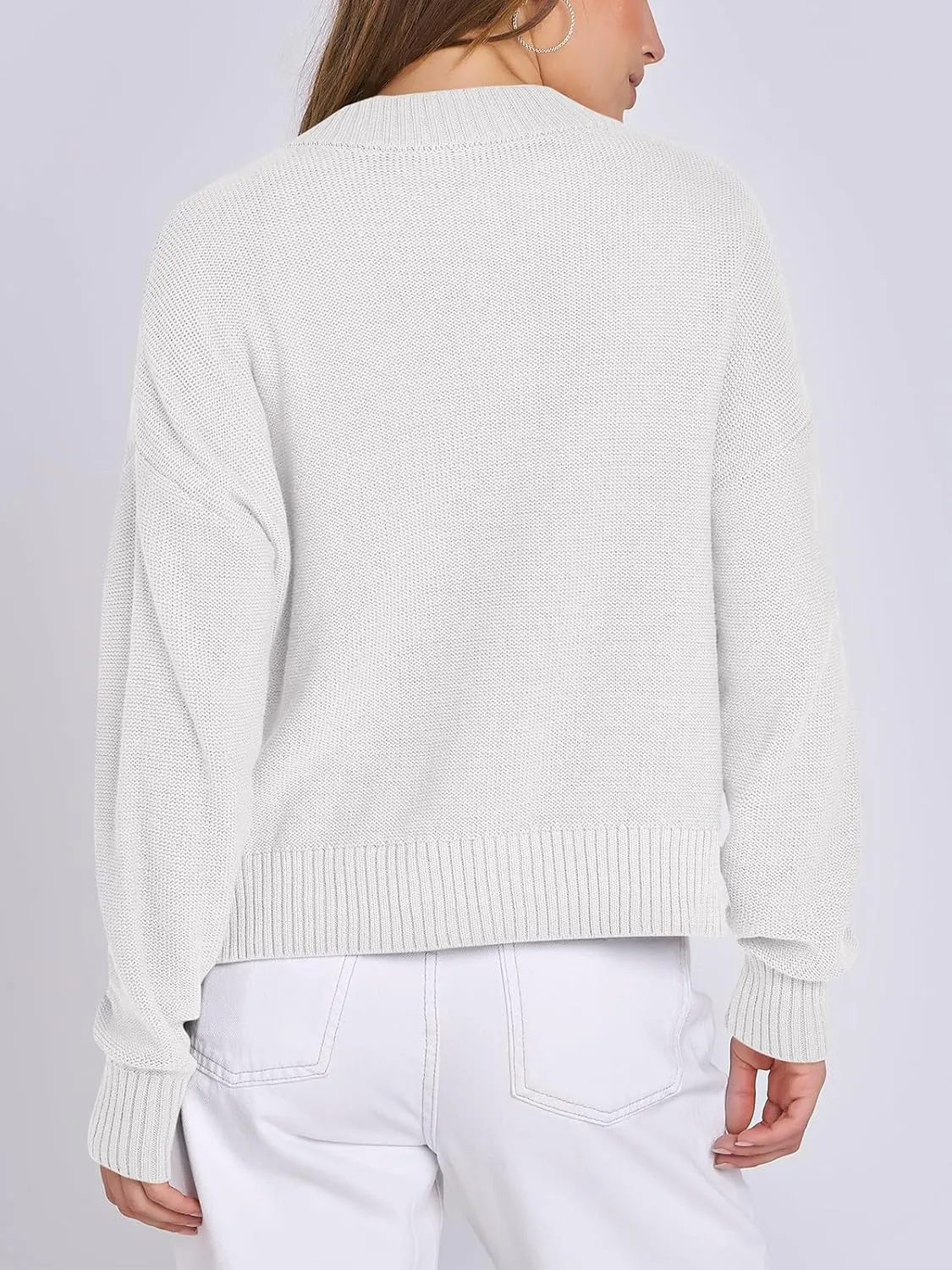 Women Knit Cardigans Sweater Open Front Button Down Long Sleeve Cropped Jacket