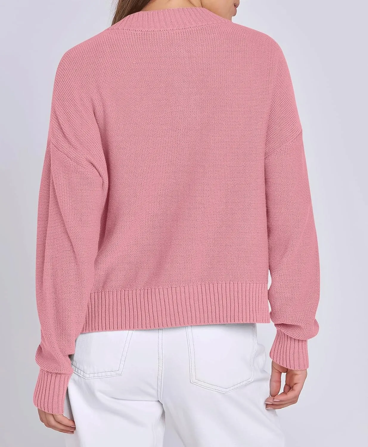Women Knit Cardigans Sweater Open Front Button Down Long Sleeve Cropped Jacket