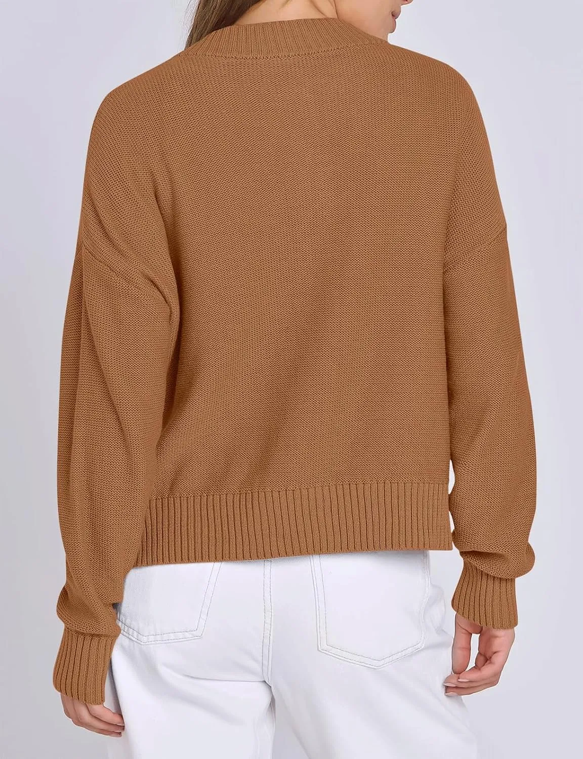 Women Knit Cardigans Sweater Open Front Button Down Long Sleeve Cropped Jacket