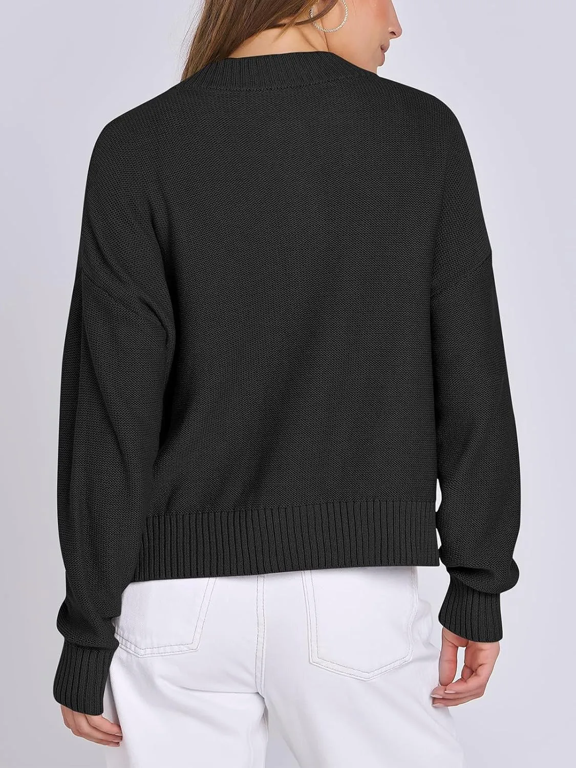 Women Knit Cardigans Sweater Open Front Button Down Long Sleeve Cropped Jacket