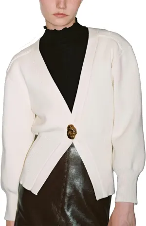 Women Knitted Cardigans Long Sleeve V-Neck Lightweight Sweater One Leaf Button Down Outwear