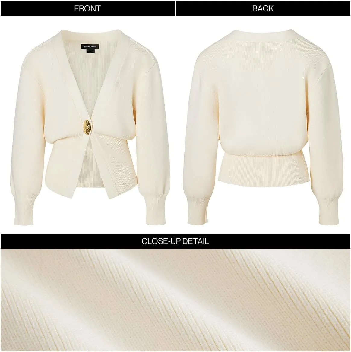 Women Knitted Cardigans Long Sleeve V-Neck Lightweight Sweater One Leaf Button Down Outwear