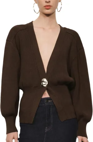 Women Knitted Cardigans Long Sleeve V-Neck Lightweight Sweater One Leaf Button Down Outwear