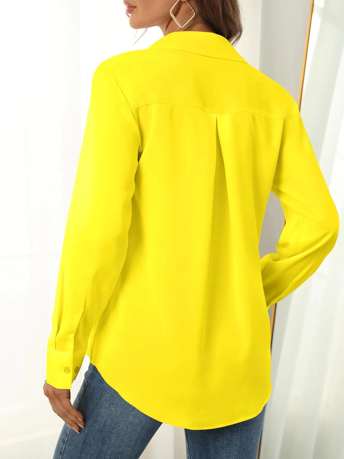 Women's Button Down Shirts Long Sleeve Basic Classic Soft Shirt Collared Fashion Dressy Casual Blouses