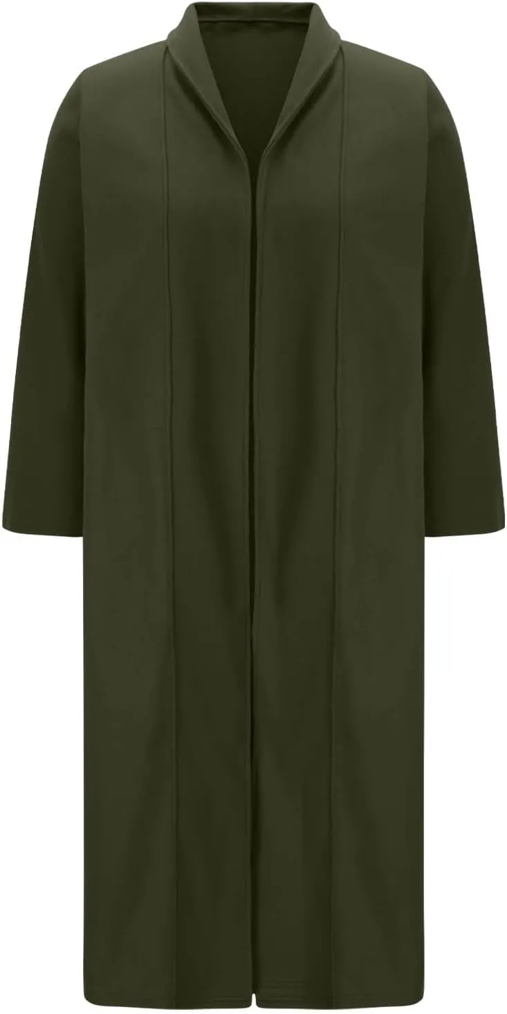 Women's Chic Shawl Collar Work Maxi Long Pea Coat Solid Color Thick Trench Coats Fall Winter Versatile Jackets 2024