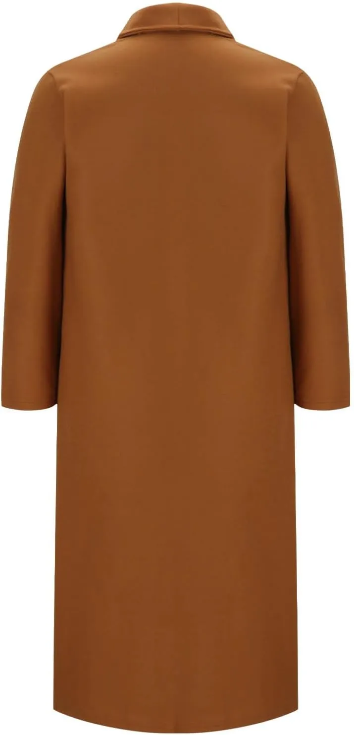 Women's Chic Shawl Collar Work Maxi Long Pea Coat Solid Color Thick Trench Coats Fall Winter Versatile Jackets 2024