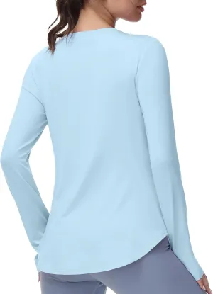 Women's Long Sleeve Workout Tops Running Yoga Athletic Hiking Casual Base Shirts Lightweight Quick Dry UPF 50 