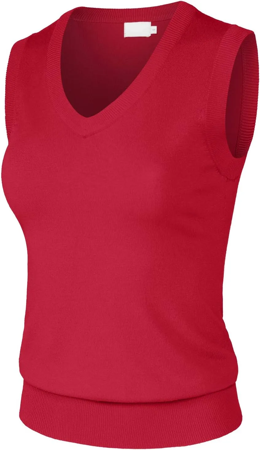 Women's Solid Basic V-Neck Sleeveless Soft Stretch Pullover Sweater Vest Top