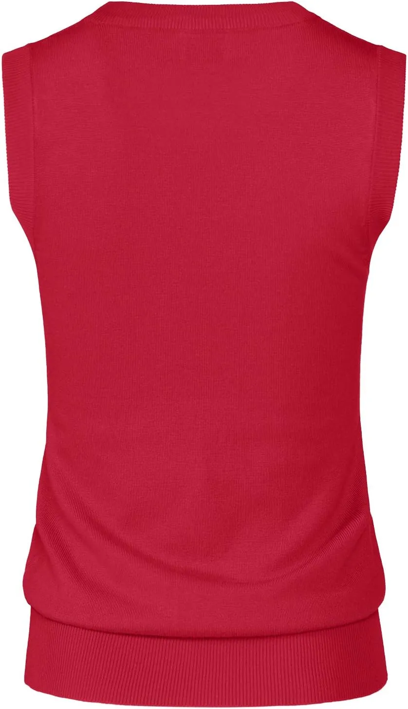 Women's Solid Basic V-Neck Sleeveless Soft Stretch Pullover Sweater Vest Top